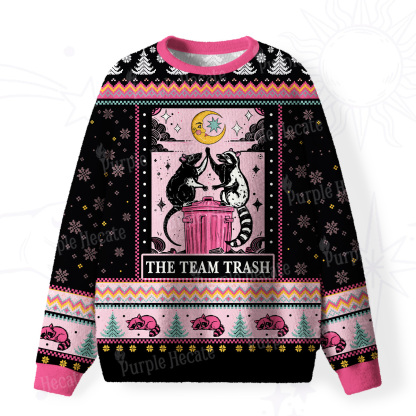 Purplehecate The Team Trash Opossum Fuzzy Ugly Christmas Sweatshirt