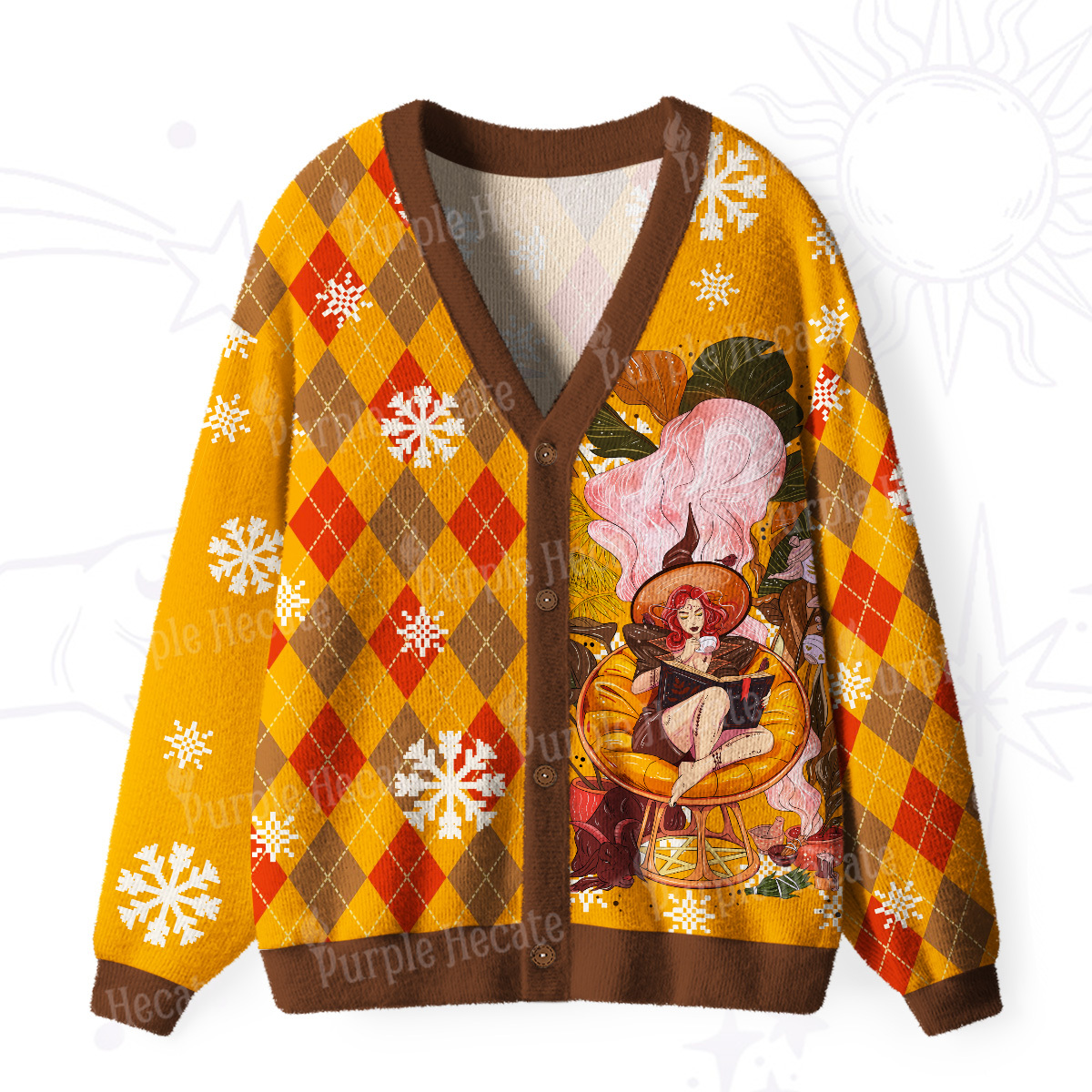 Purplehecate The Reader Tarot Card Ugly Cardigan Sweaters