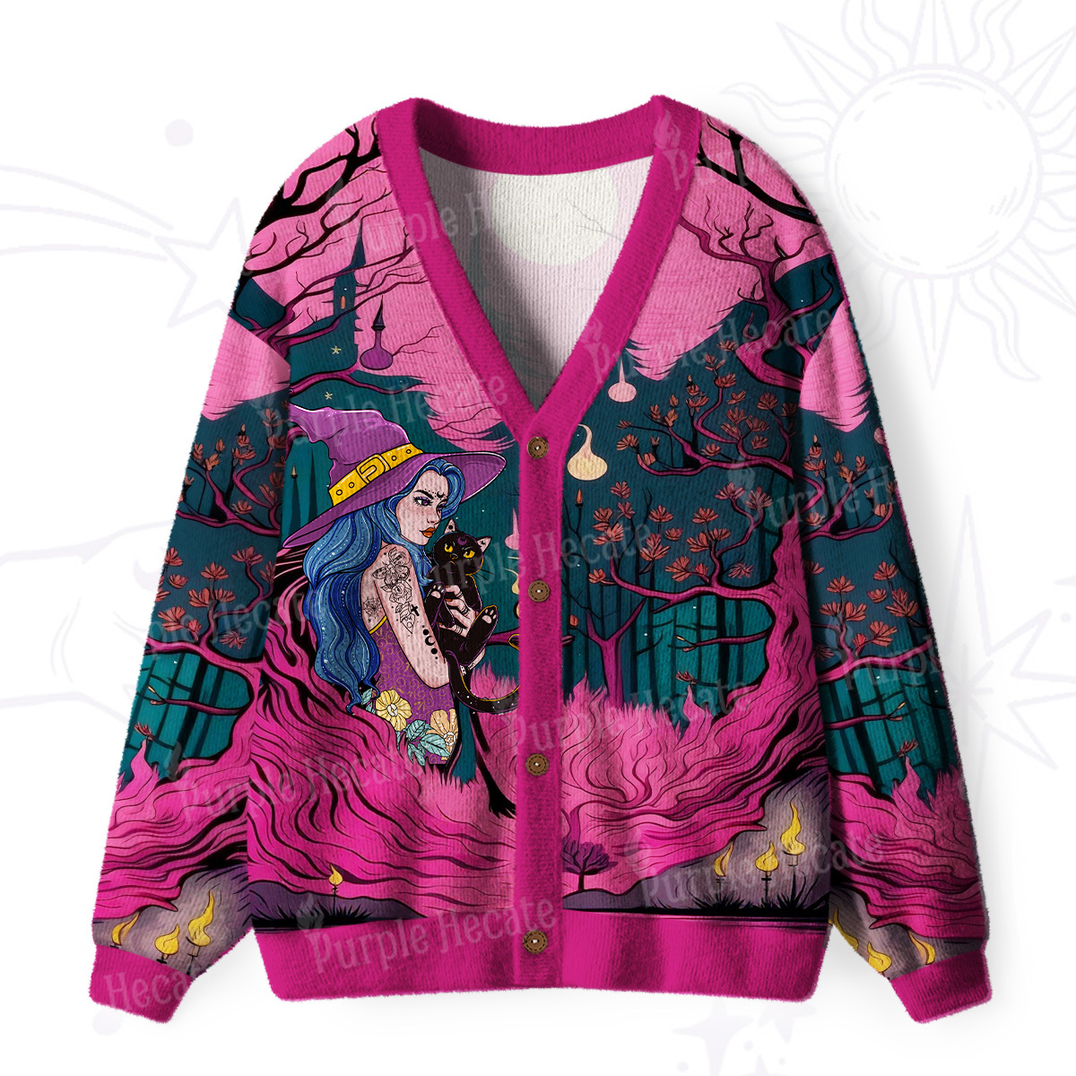Purplehecate The Witch and Her Familia Ugly Cardigan Sweaters