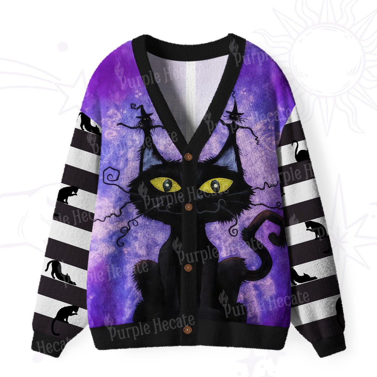 Purplehecate Witchy Cat WhiskersUgly Cardigan Sweaters