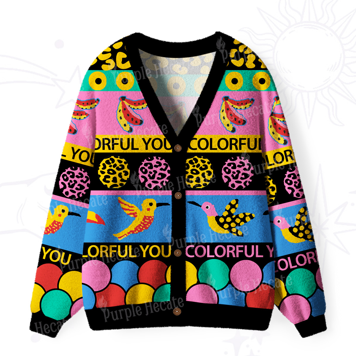 [Copy]Purplehecate Enchanted Mushroom Eye Blossom Ugly Cardigan Sweaters