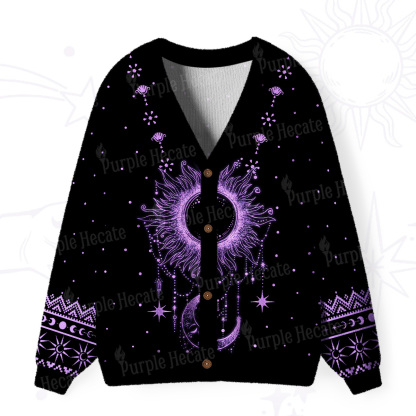 Purplehecate Radiance Of Sun And Moon Ugly Cardigan Sweaters