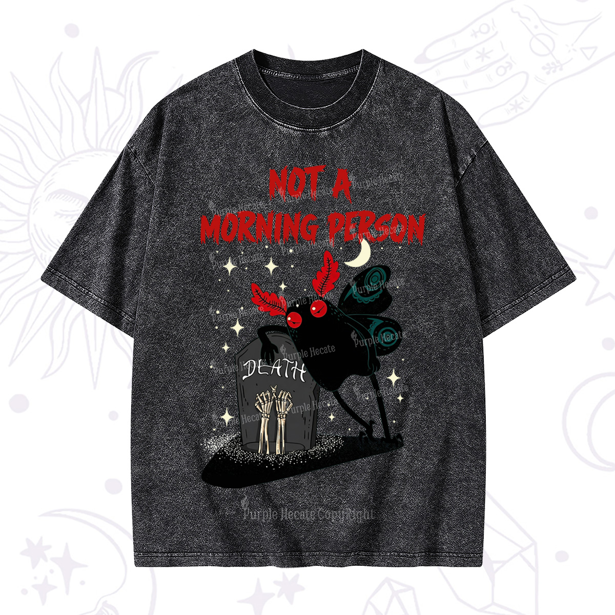 Purplehecate Not A Morning Person Washed T-Shirt