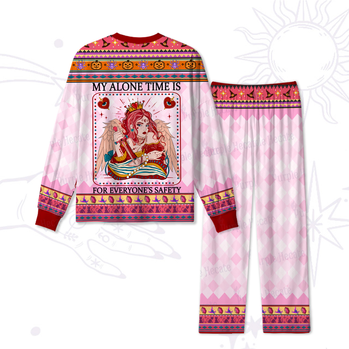 Purplehecate My Alone Time Is For Everyone's Safety Halloween Pajamas