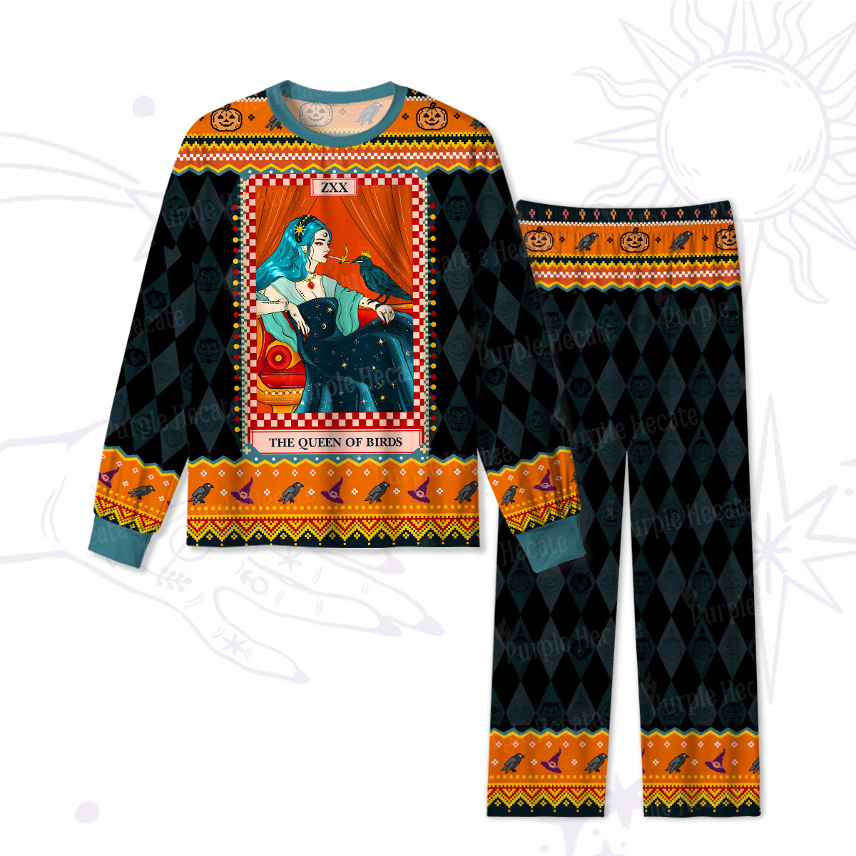 Purplehecate The Queen Of Birds Tarot Halloween Pajamas