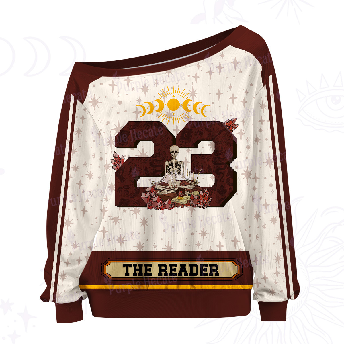 Purplehecate The Reader Guided by the Moon Off The Shoulder Graphic Jersey
