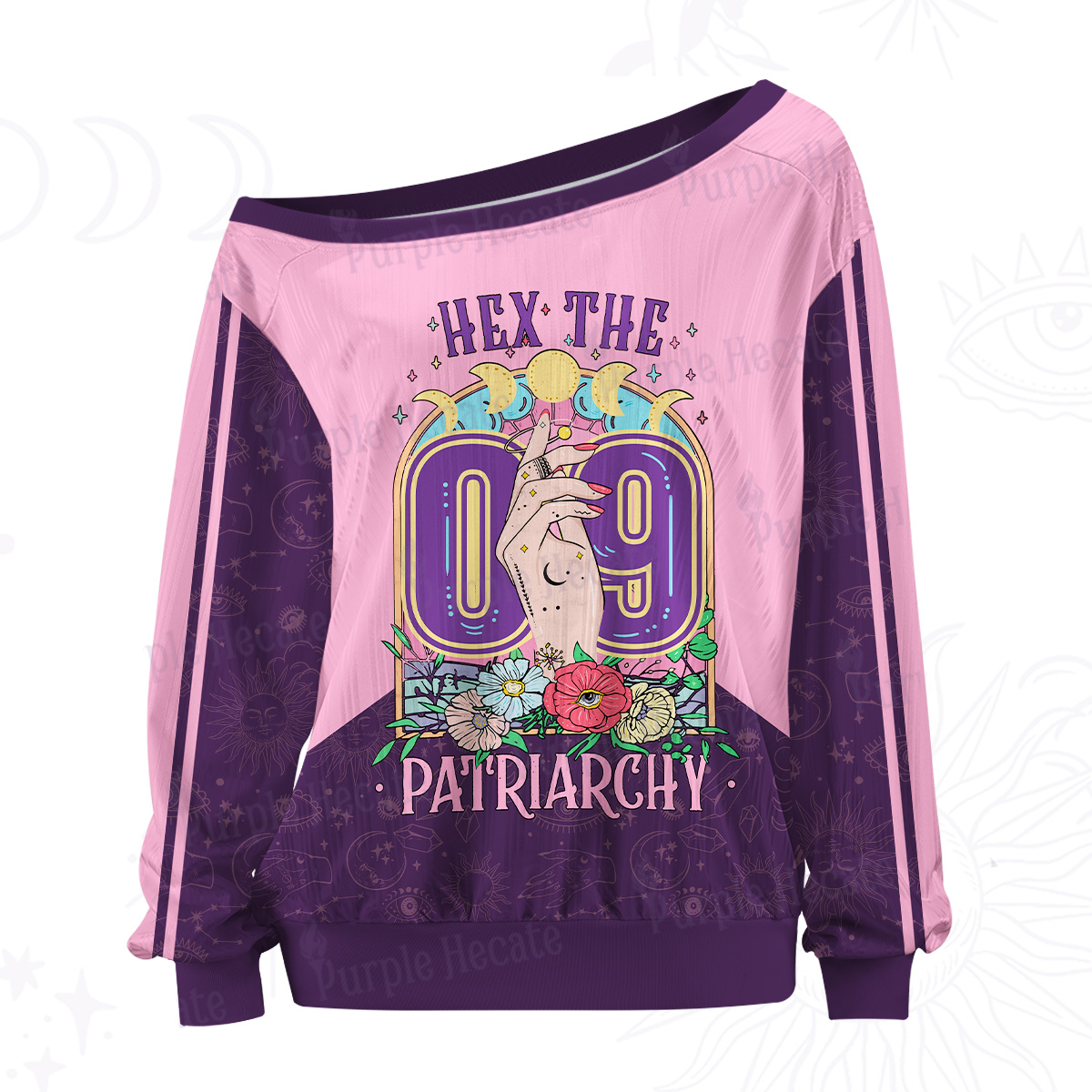 Purplehecate Hex The Patriarchy Off The Shoulder Graphic Jersey