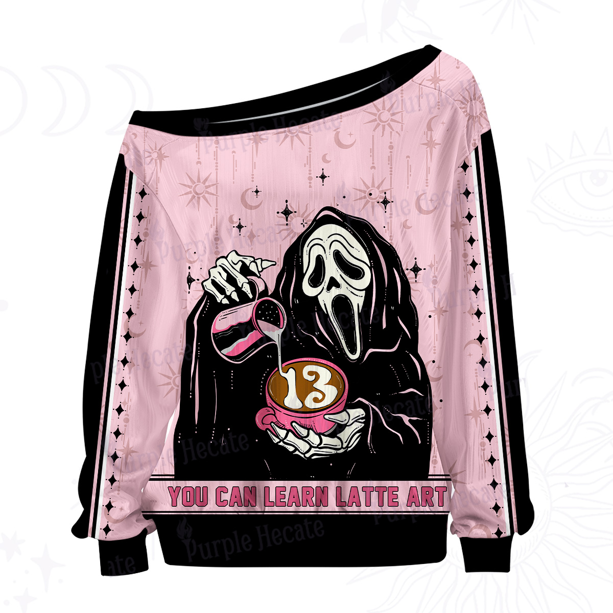 Purplehecate The You Can Learn Latte Art Off The Shoulder Graphic Jersey
