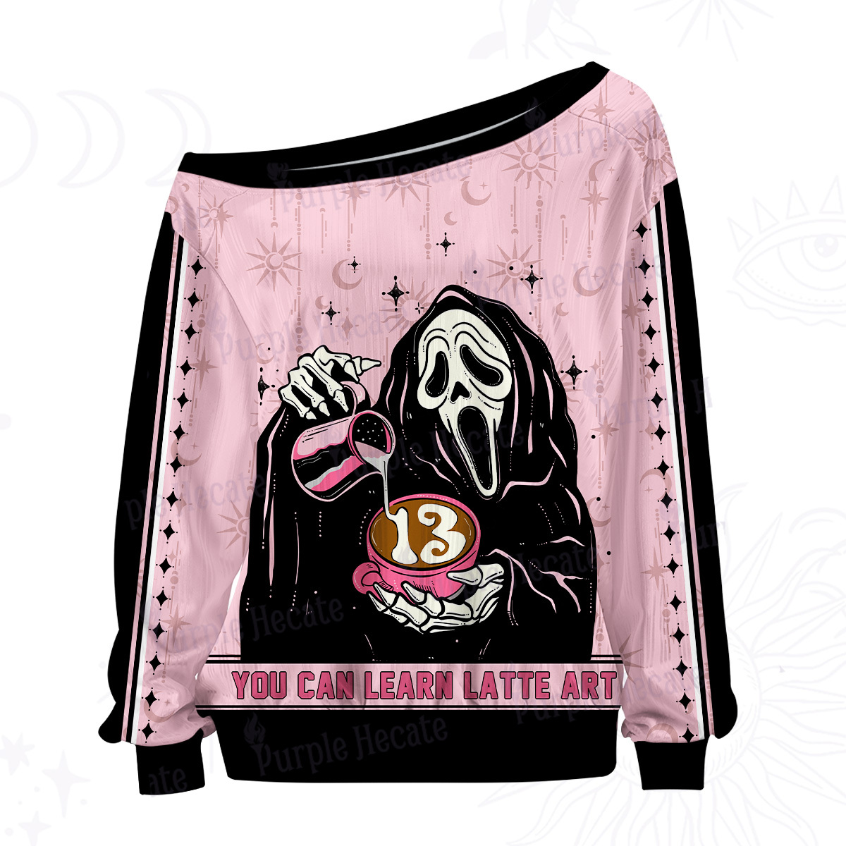 Purplehecate The You Can Learn Latte Art Off The Shoulder Graphic Jersey