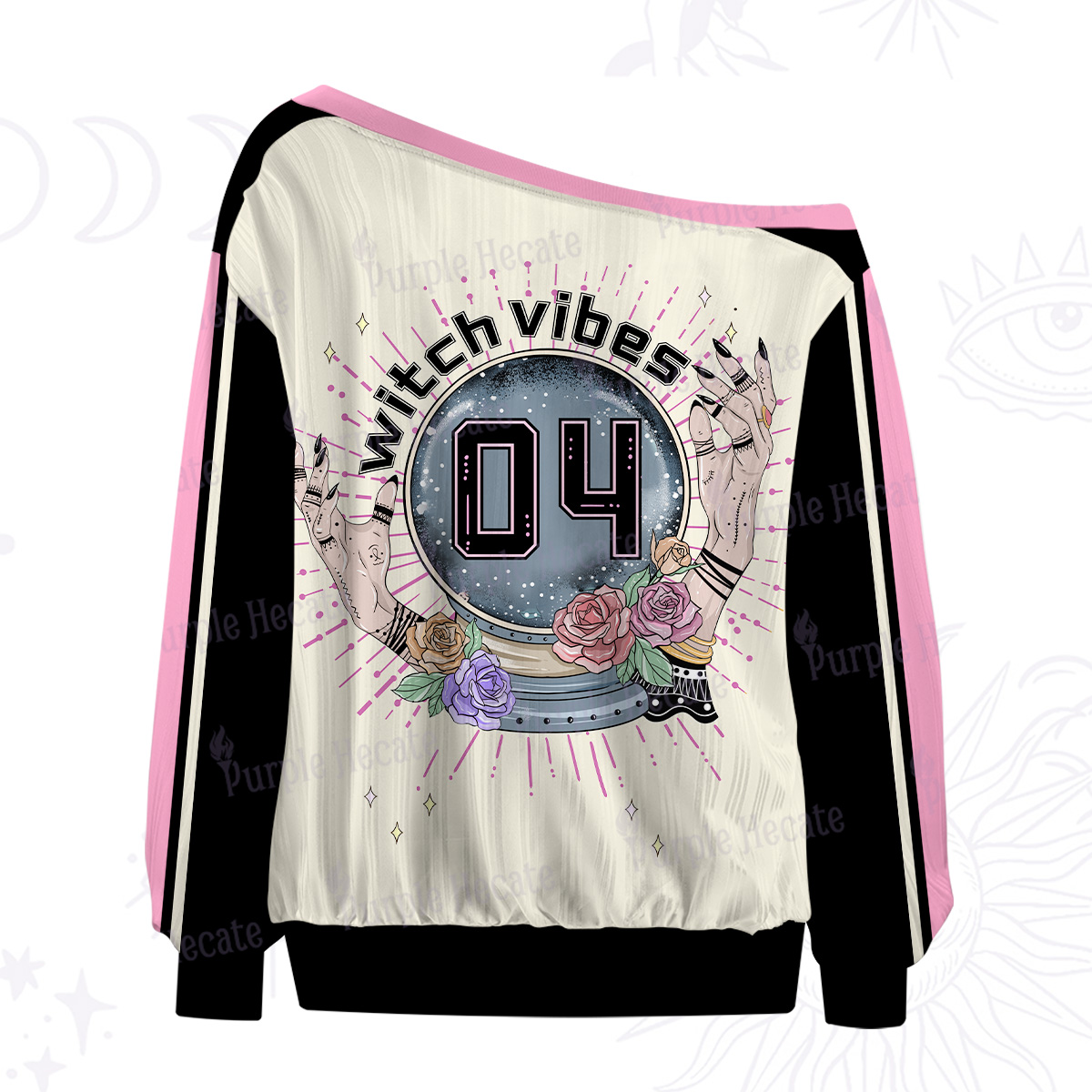 Purplehecate Witch Vibes Magic Off The Shoulder Graphic Jersey