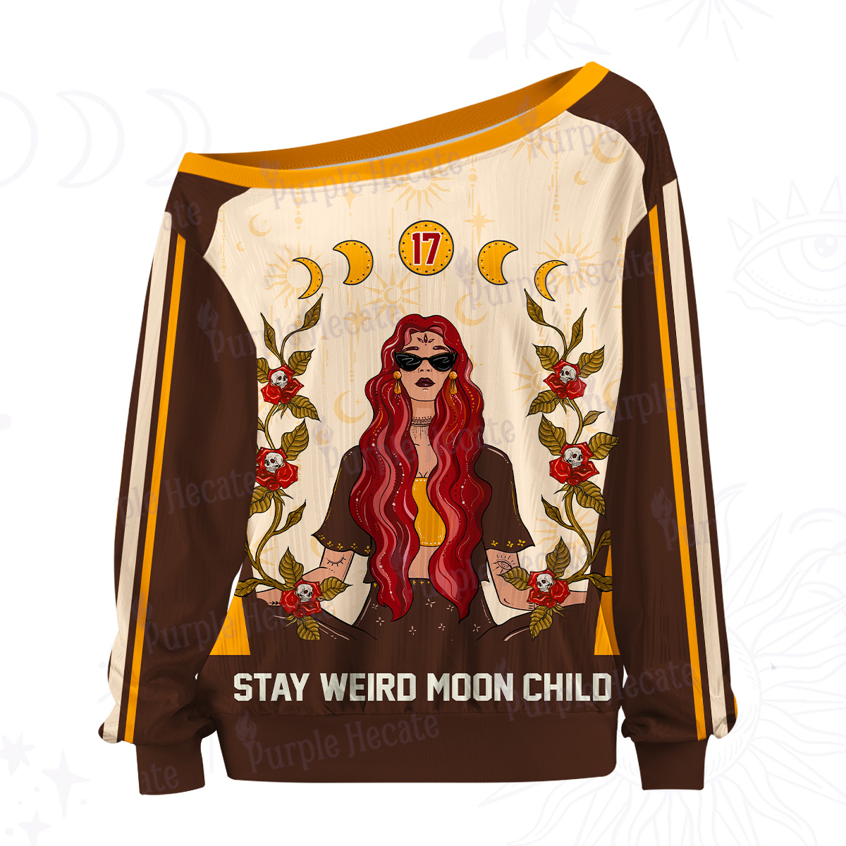 Purplehecate The Stay Wild Moon Child Oracle Card Off The Shoulder Graphic Jersey