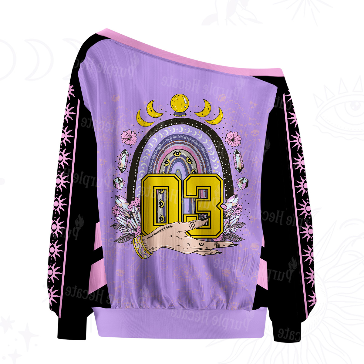 Purplehecate Magic Rainbow Off The Shoulder Graphic Jersey