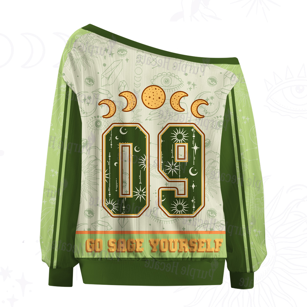 Purplehecate Go Sage Yourself Off The Shoulder Graphic Jersey