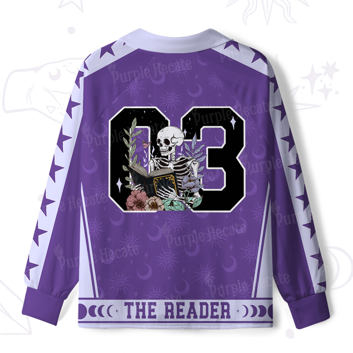 Purplehecate The Reader Skeleton Long Sleeve Jersey Shirt