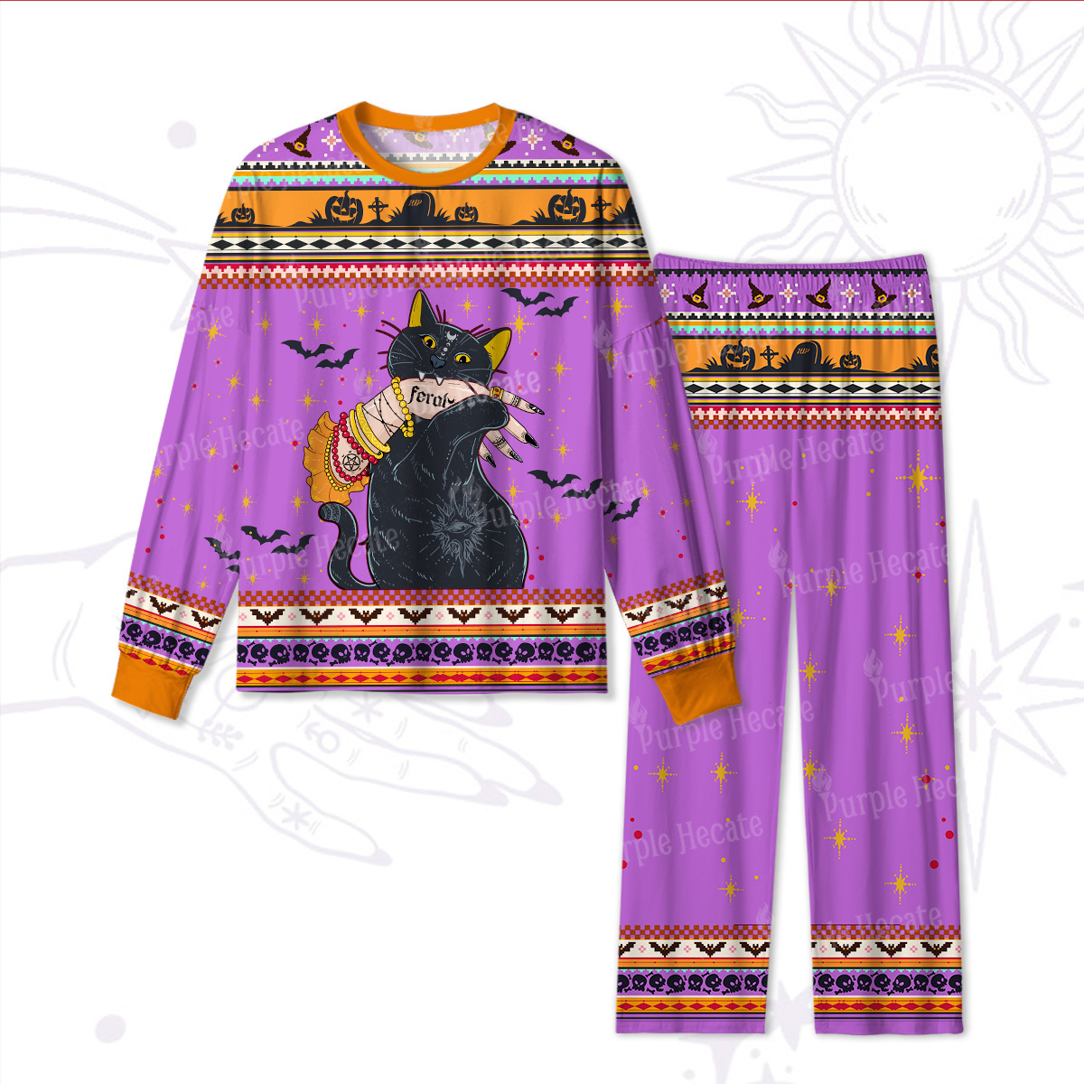 Purplehecate Feral Cat Halloween Pajamas