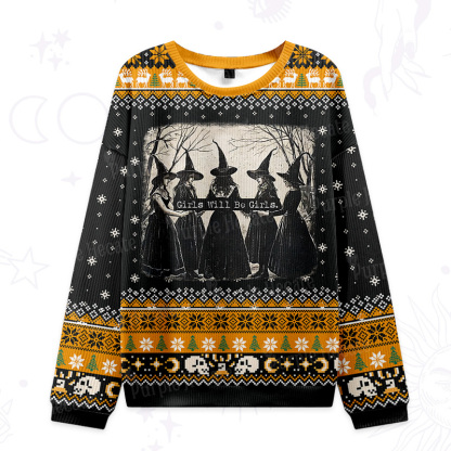 Purplehecate Girls Will Be Girls Witch Ugly Christmas Sweatshirts