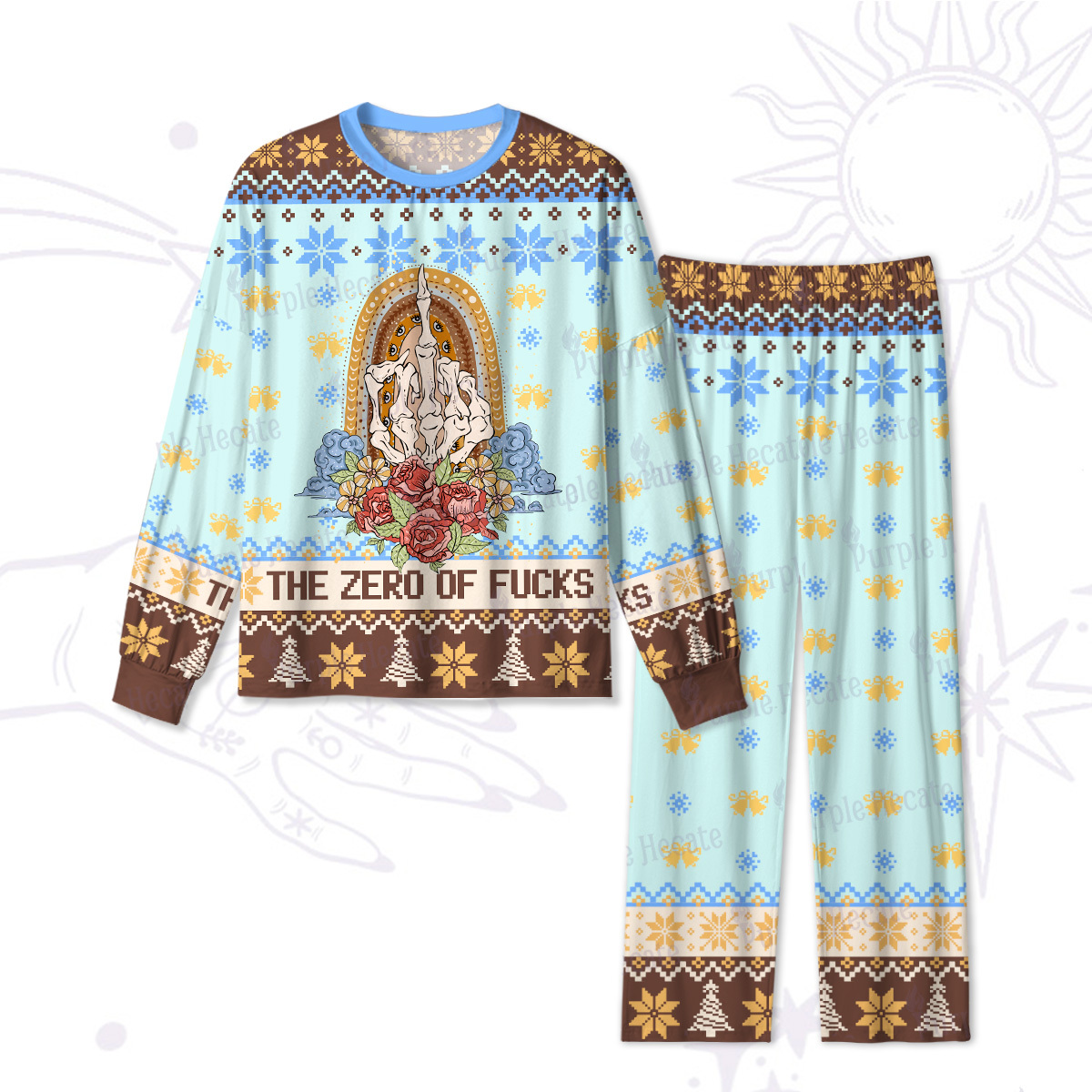 Purplehecate The Zero of Fucks Sacred Bloom Christmas Pajamas
