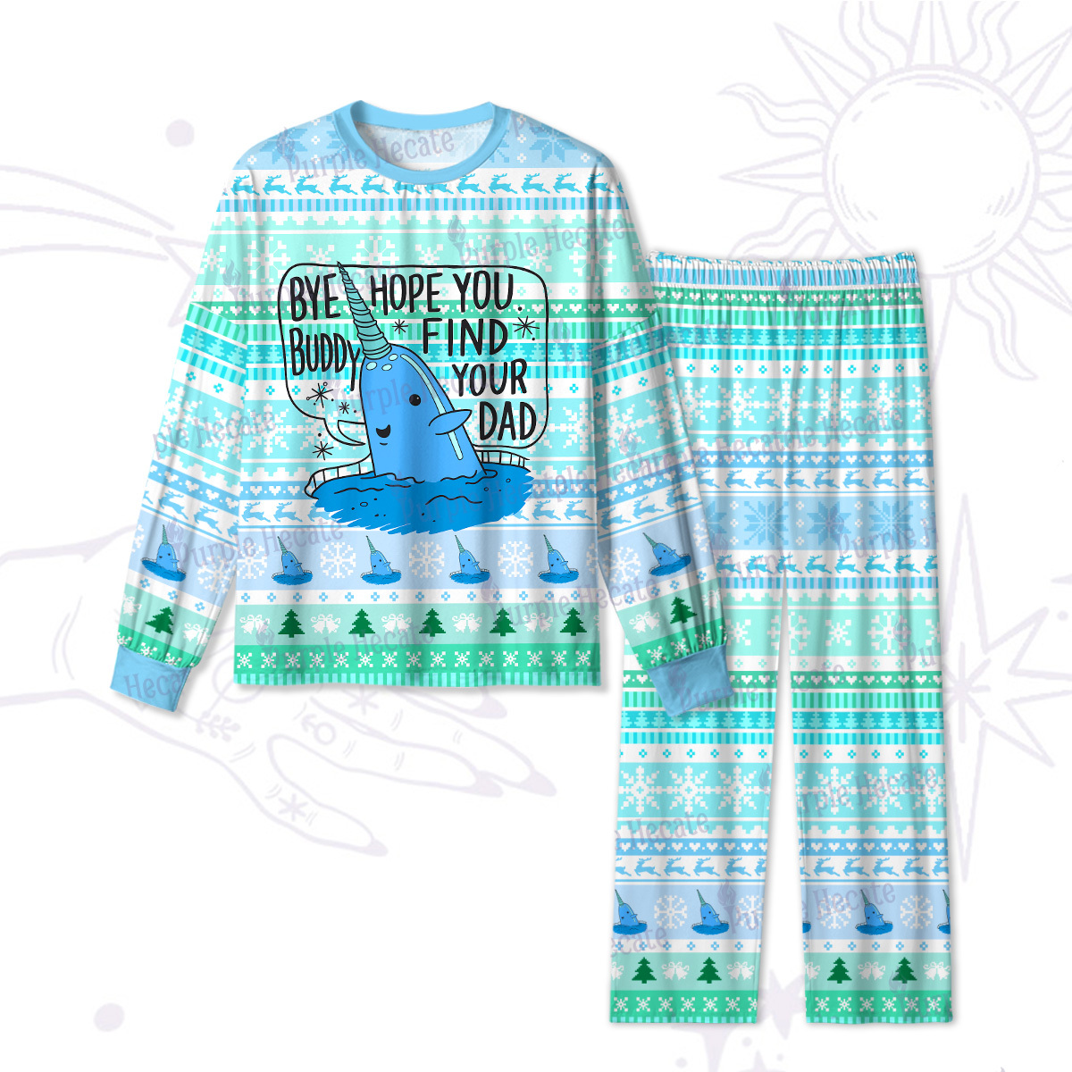 Purplehecate Good Luck Buddy Whale Christmas Pajamas