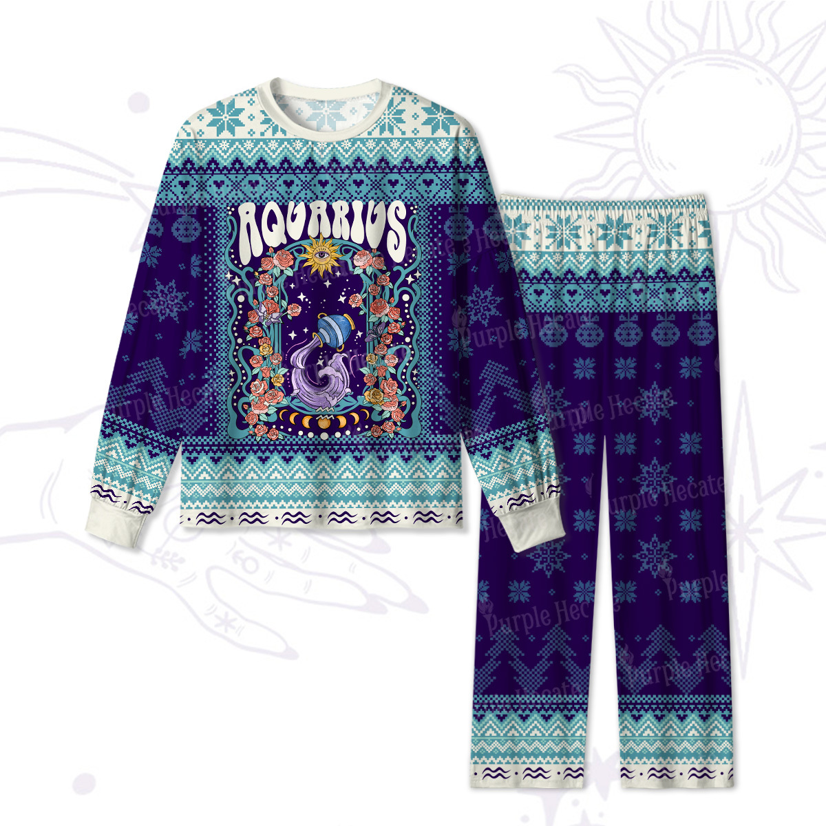 Purplehecate Aquarius Spirit Zodiac Christmas Pajamas