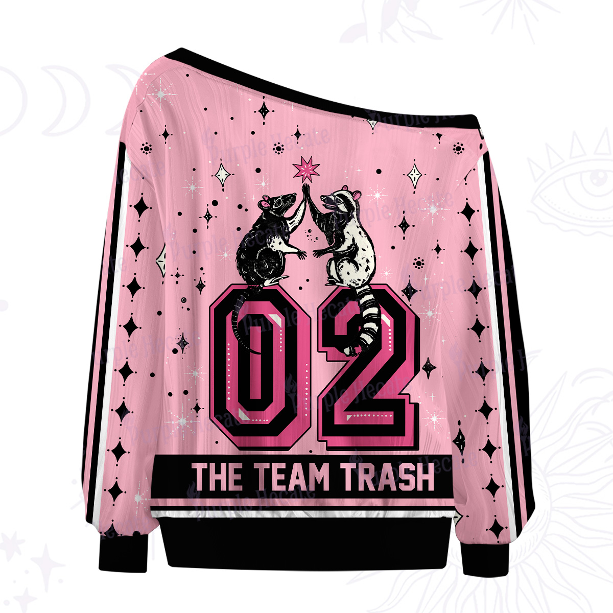 Purplehecate The Team Trash Off The Shoulder Graphic Jersey