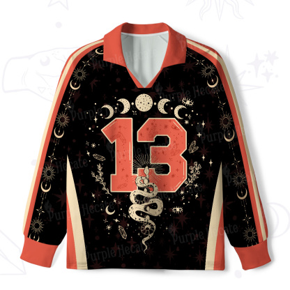 Purplehecate Mystical Moon Phases Snake Long Sleeve Jersey Shirt