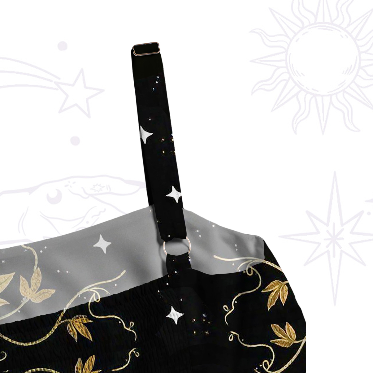 Purplehecate Moon Phase Floral Wide Straps Maxi Dress