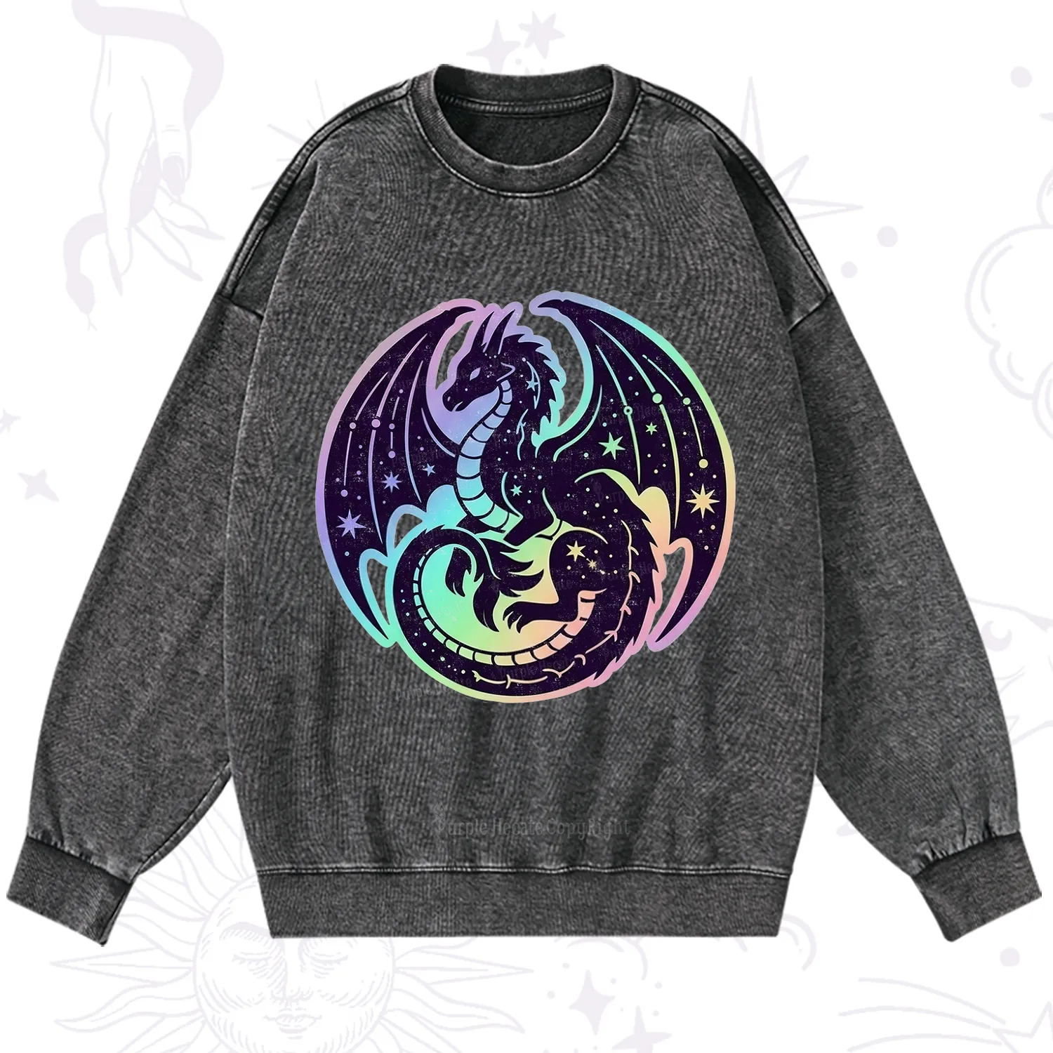 Purplehecate Cosmic Dragon Washed Sweatshirt