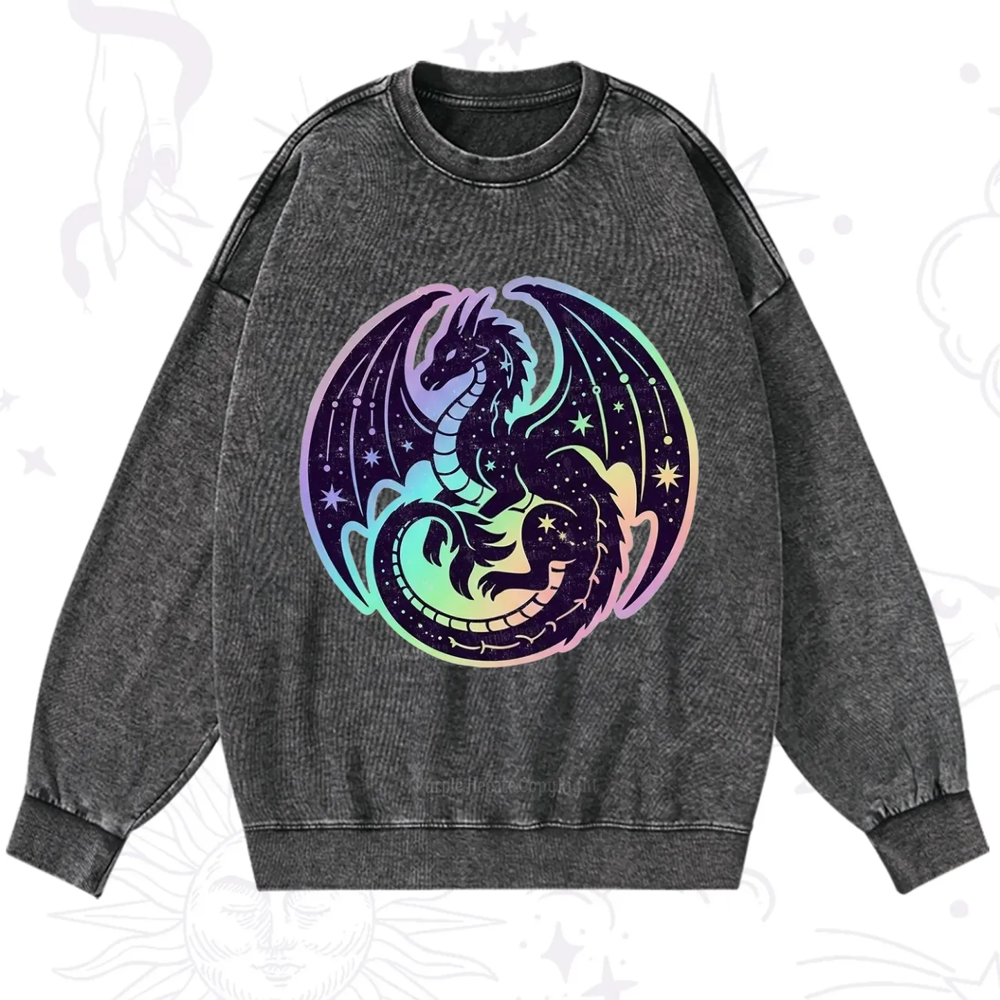 Purplehecate Cosmic Dragon Washed Sweatshirt
