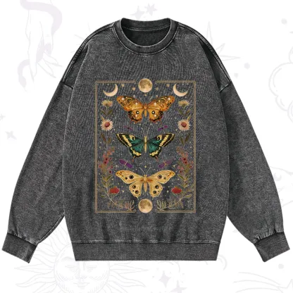 Purplehecate Sun and Moon Butterfly Washed Sweatshirt