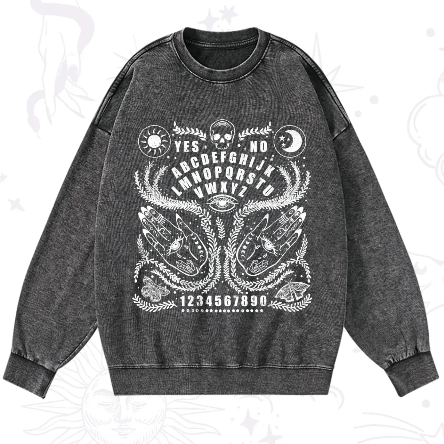 Magic Purplehecate Ouija Spirit Board Washed Sweatshirt