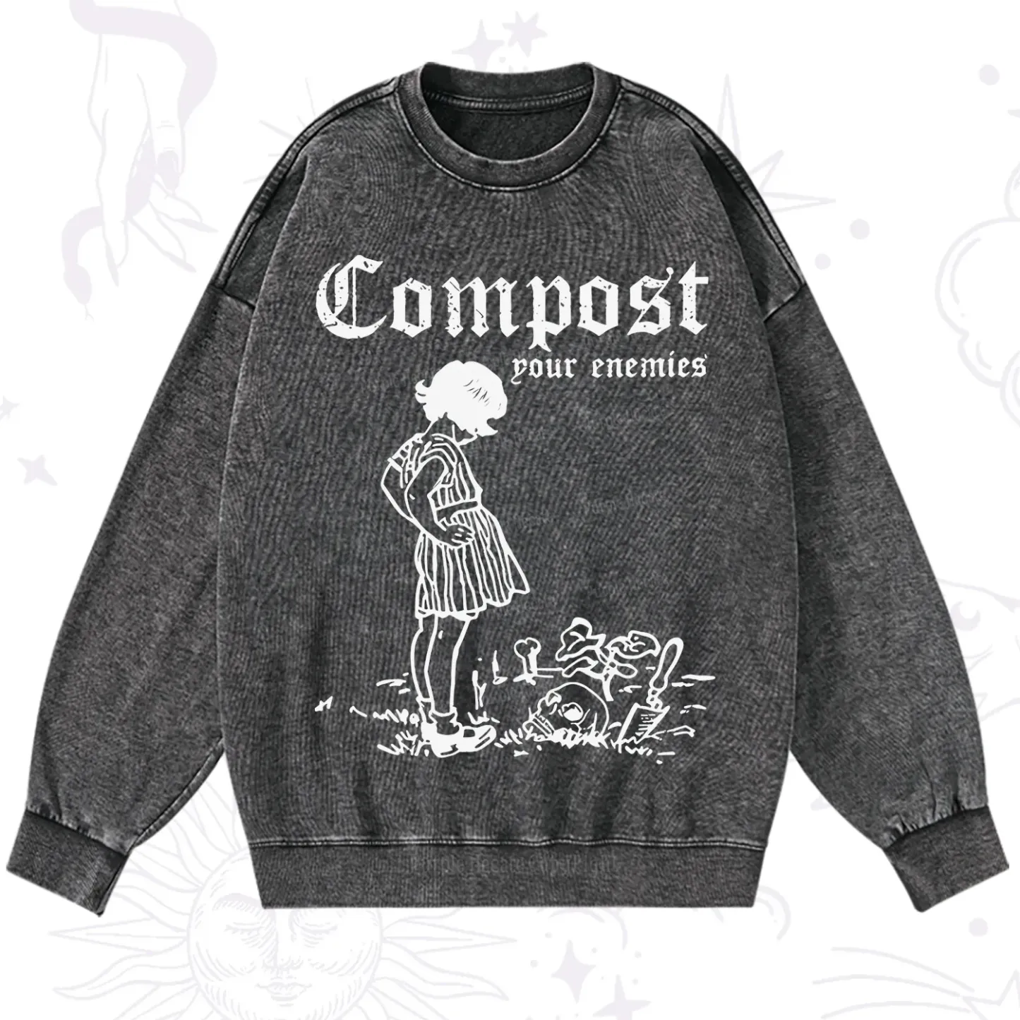 Magic Purplehecate The Lovers Tarot Feral Cat Washed Sweatshirt