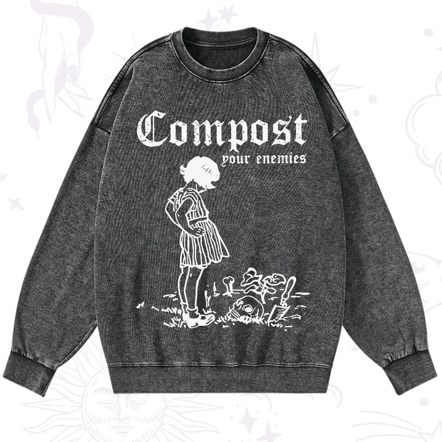 Magic Purplehecate The Lovers Tarot Feral Cat Washed Sweatshirt