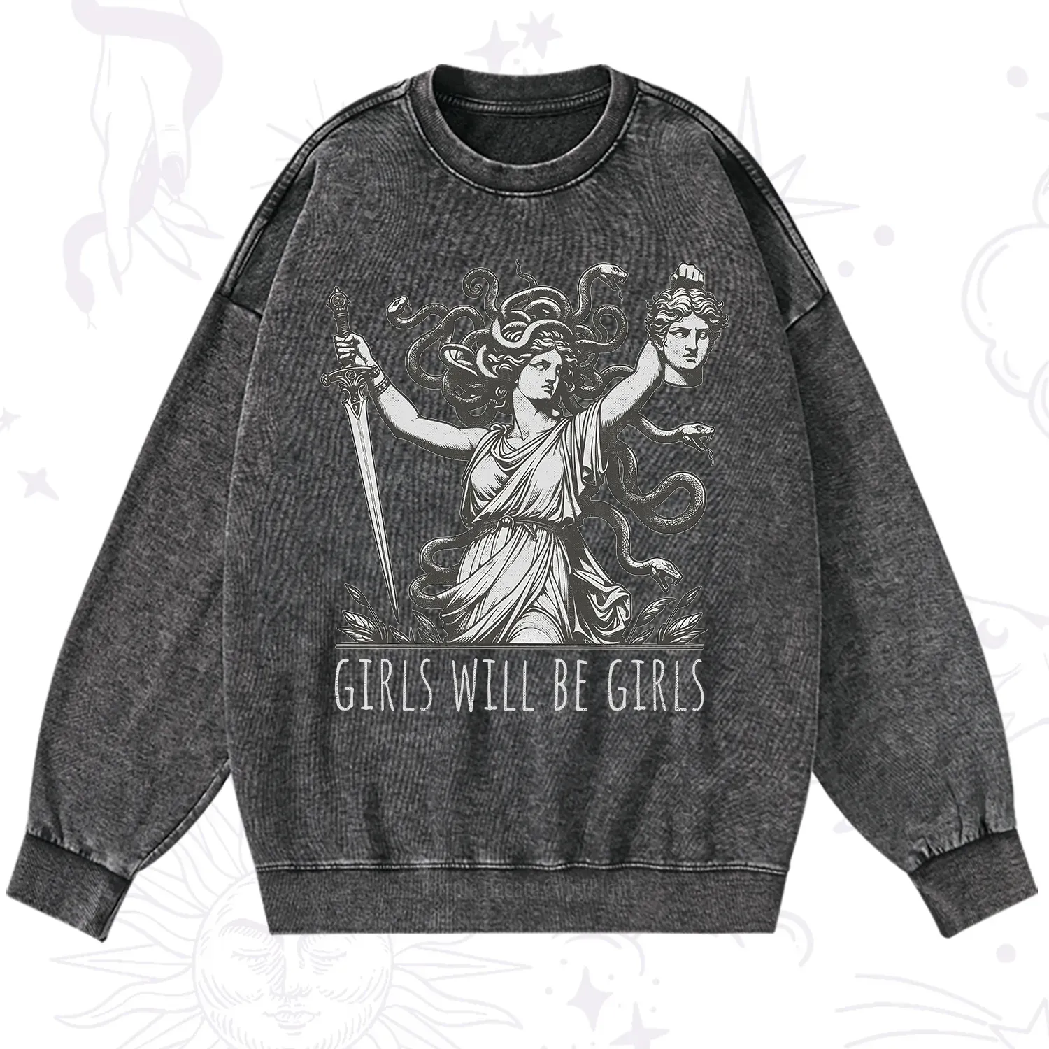 Purplehecate Girls Will Be Girls Medusa Washed Sweatshirt