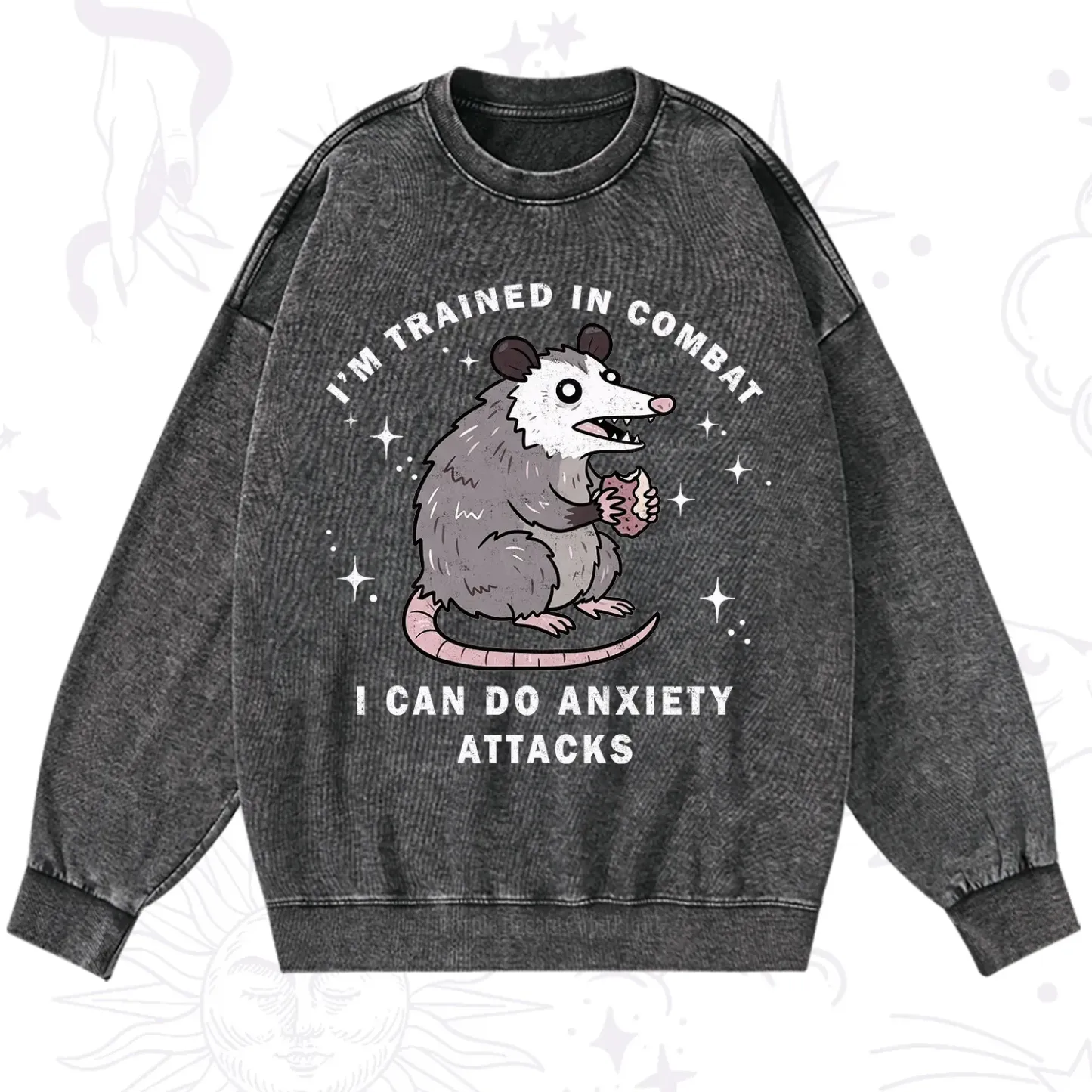 Purplehecate Anixety Attack Opossum Washed Sweatshirt