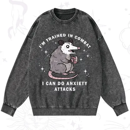 Purplehecate Anixety Attack Opossum Washed Sweatshirt