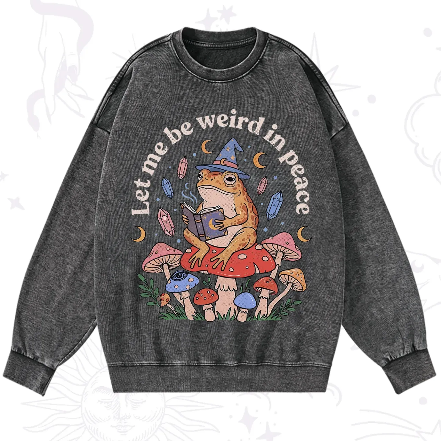 Purplehecate Let Me Be Weird in Peace Frog Washed Sweatshirt