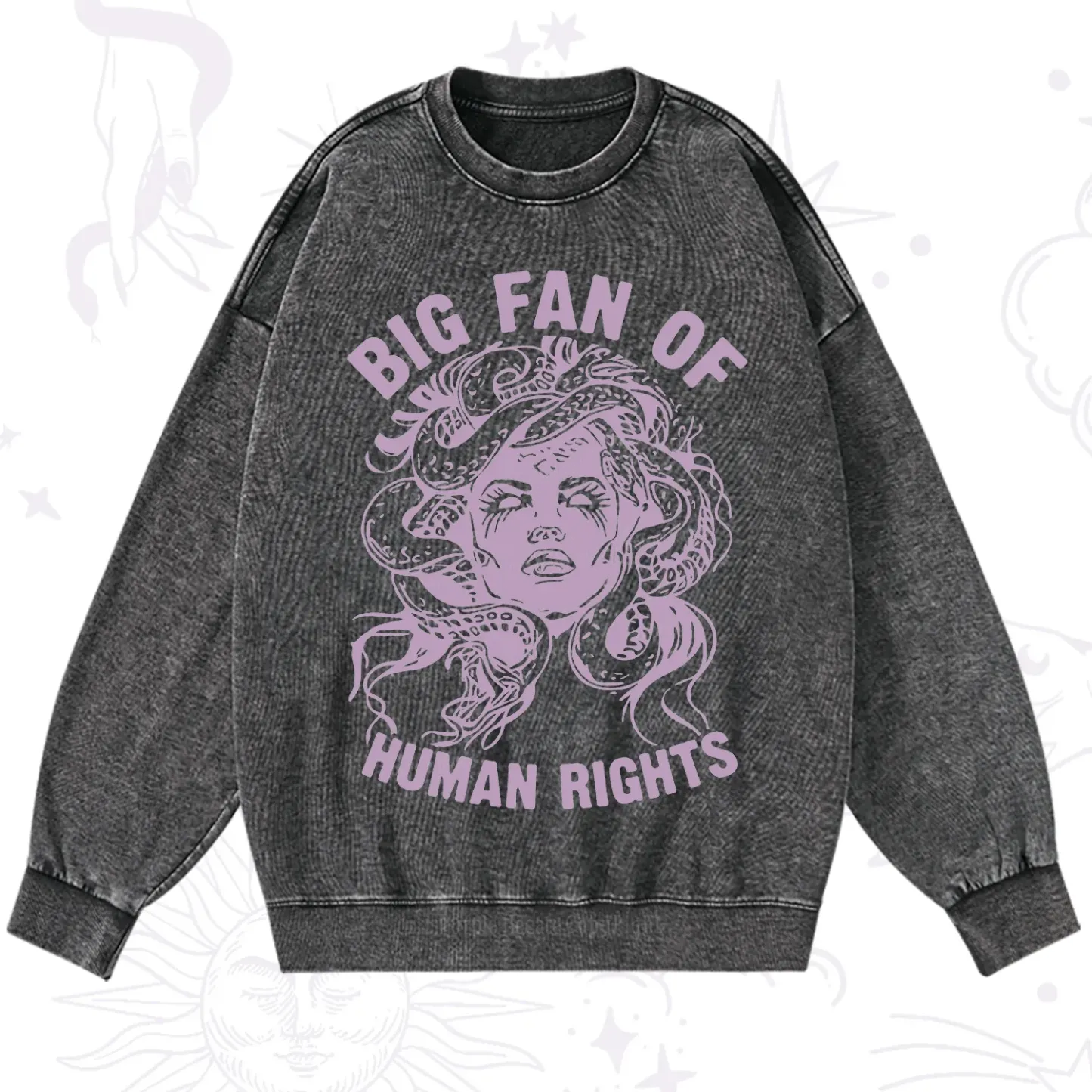 Magic Purplehecate Big Fan of Human Rights Washed Sweatshirt