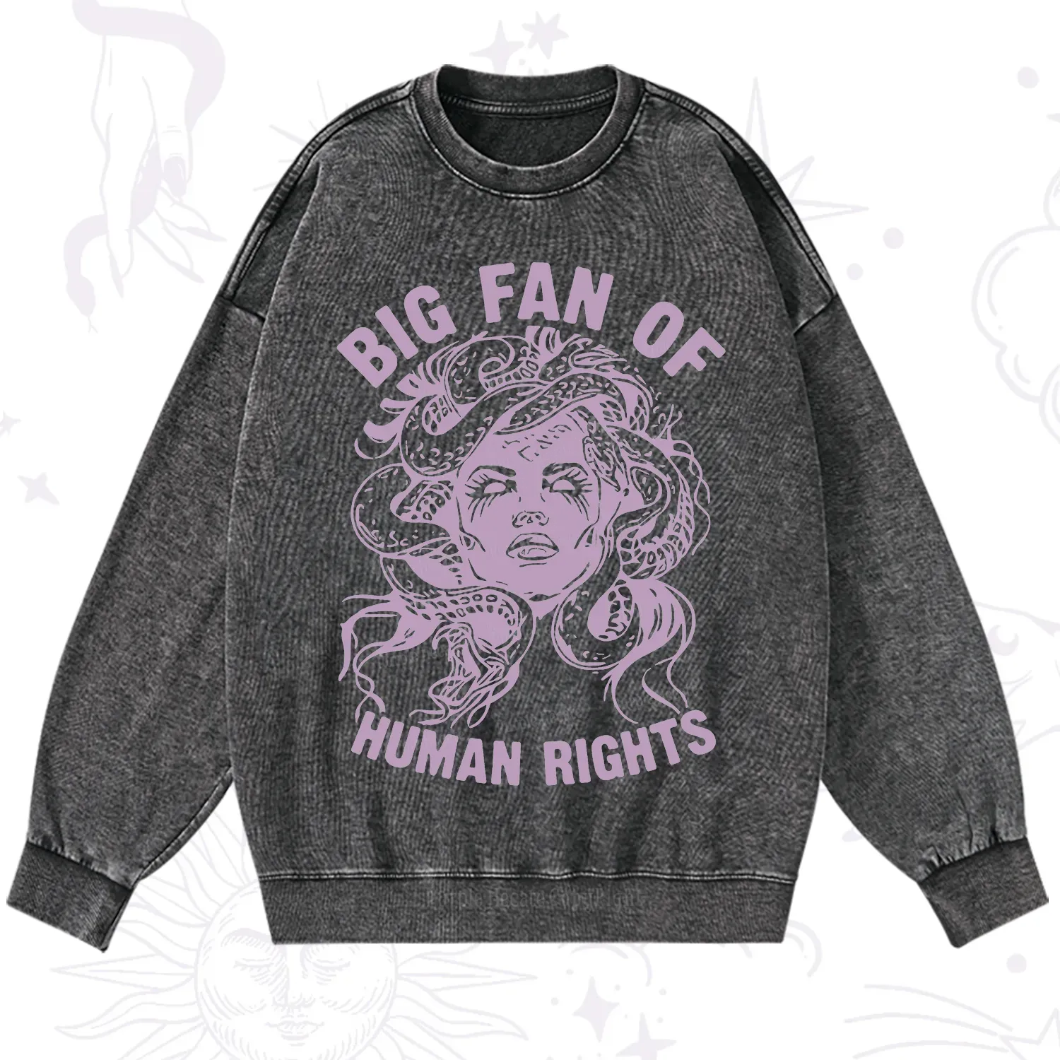 Magic Purplehecate Big Fan of Human Rights Washed Sweatshirt