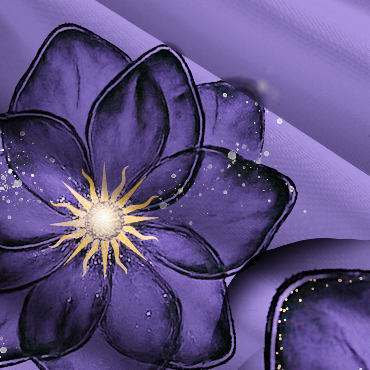 Purplehecate Moonlit Petals and Wings Wide Straps Maxi Dress