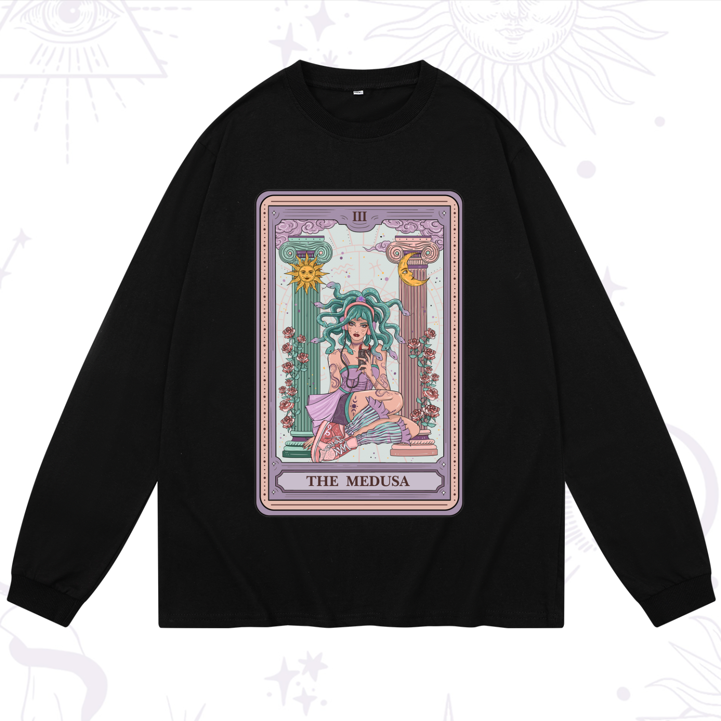 Purplehecate The Fashionable Medusa Tarot Card Long Sleeve T-Shirt