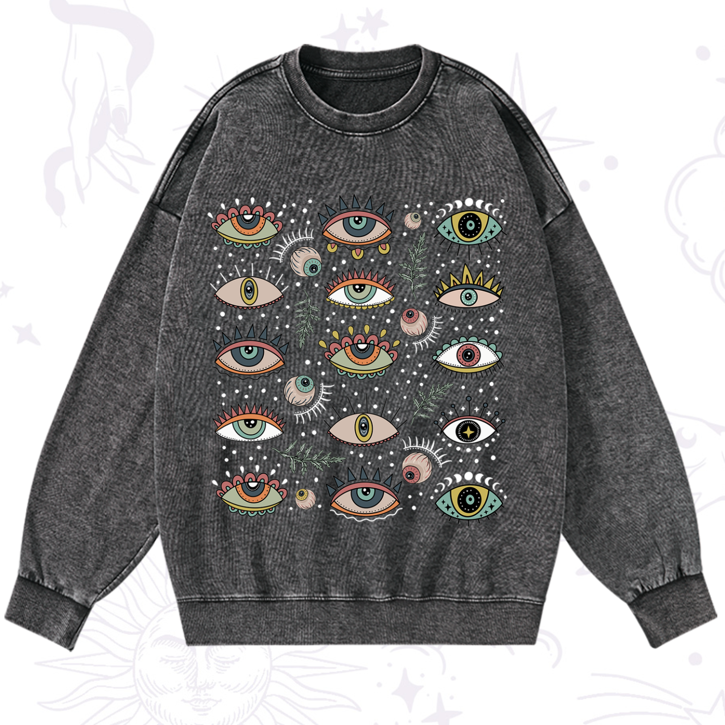 Purplehecate Evil Eye Array Washed Sweatshirt