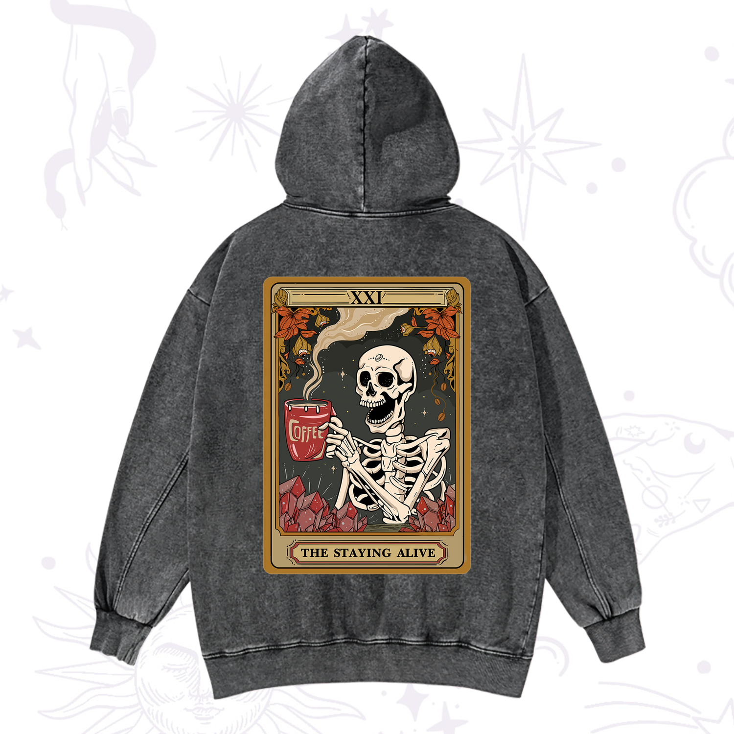 Purplehecate The Stating Alive Tarot Card Washed Hoodie