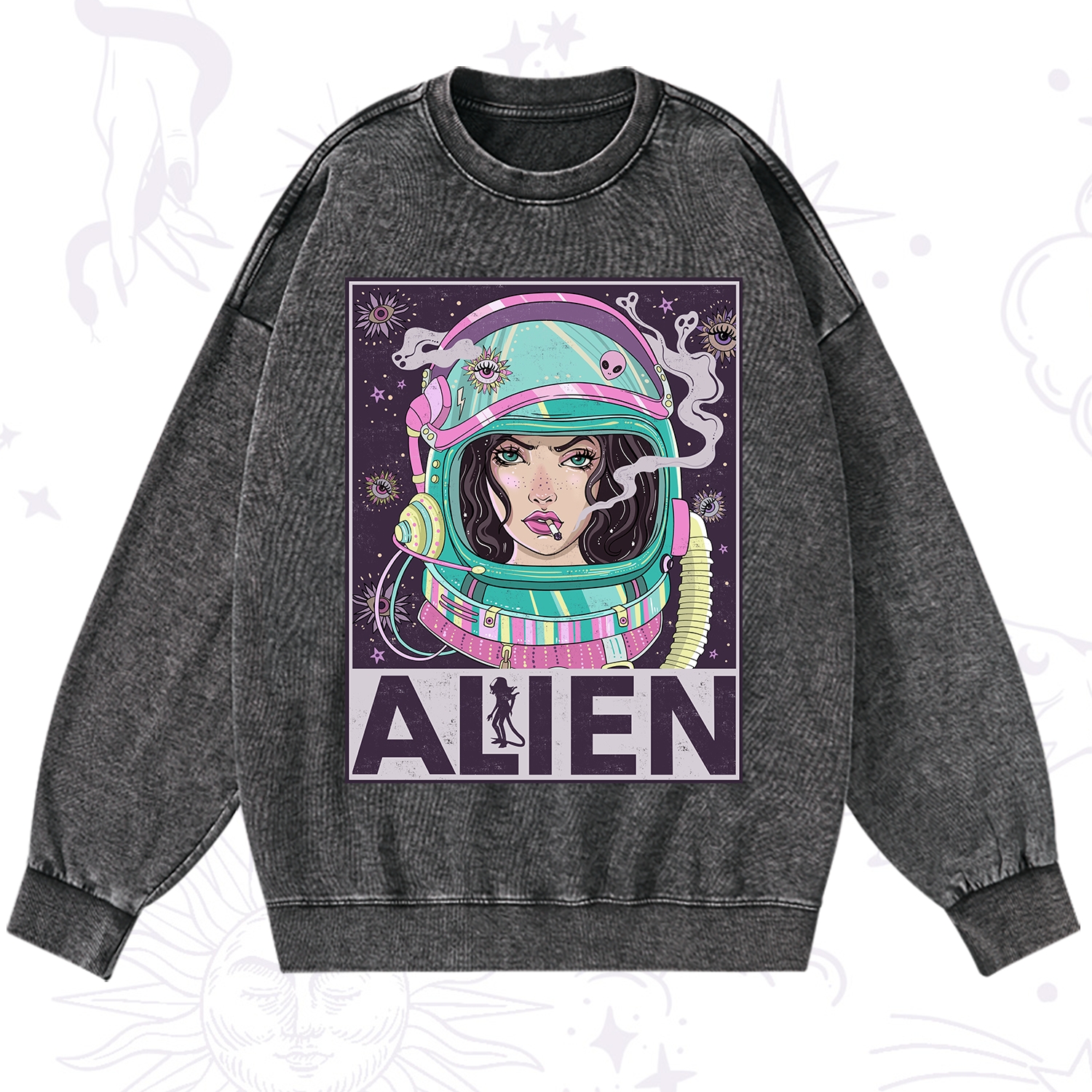 Purplehecate Galactic Encounter Washed Sweatshirt