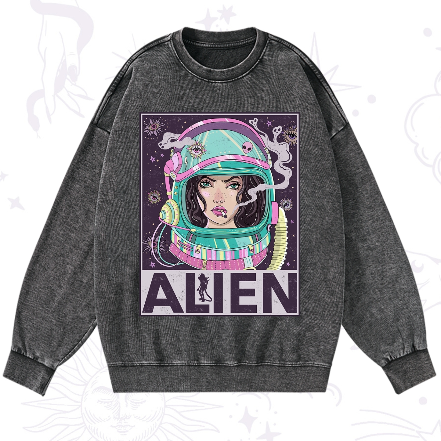 Purplehecate Galactic Encounter Washed Sweatshirt
