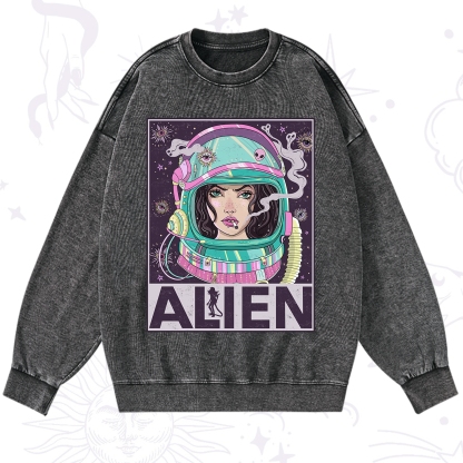 Purplehecate Galactic Encounter Washed Sweatshirt