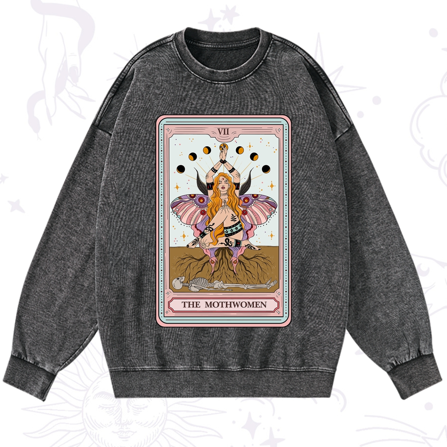 Purplehecate The Mothwomen Tarot Washed Sweatshirt