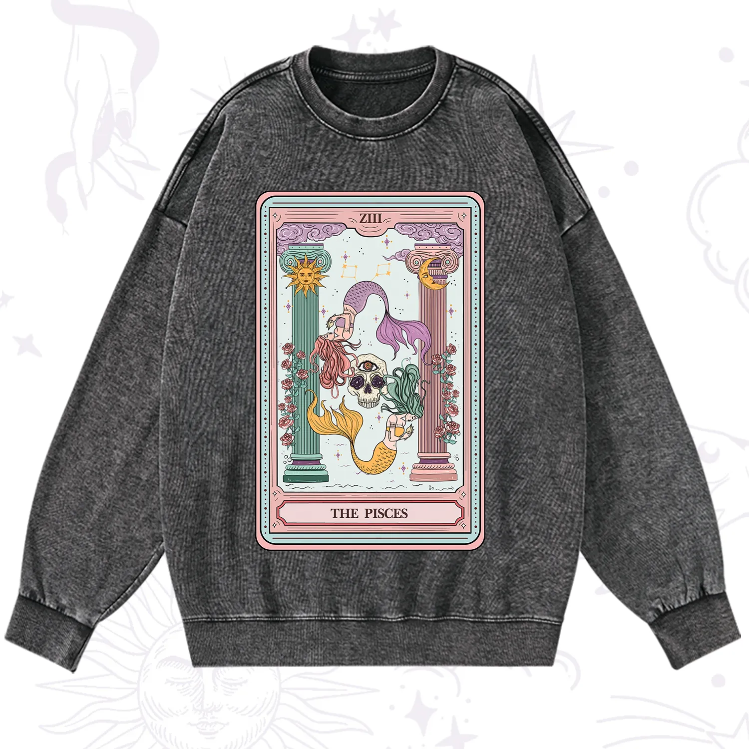 Purplehecate The Pisces Goddess Tarot Washed Sweatshirt