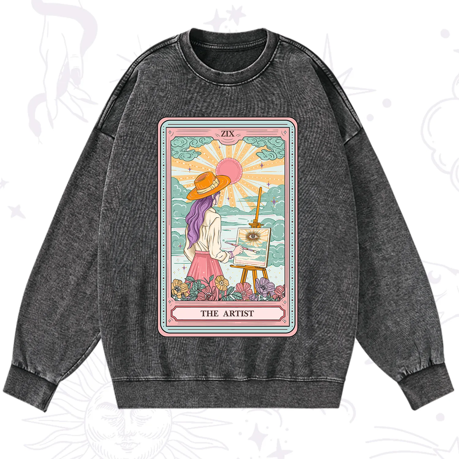 Purplehecate The Artist Tarot Washed Sweatshirt