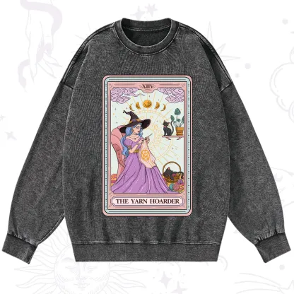 Purplehecate The Yarn Hoarder Tarot Washed Sweatshirt