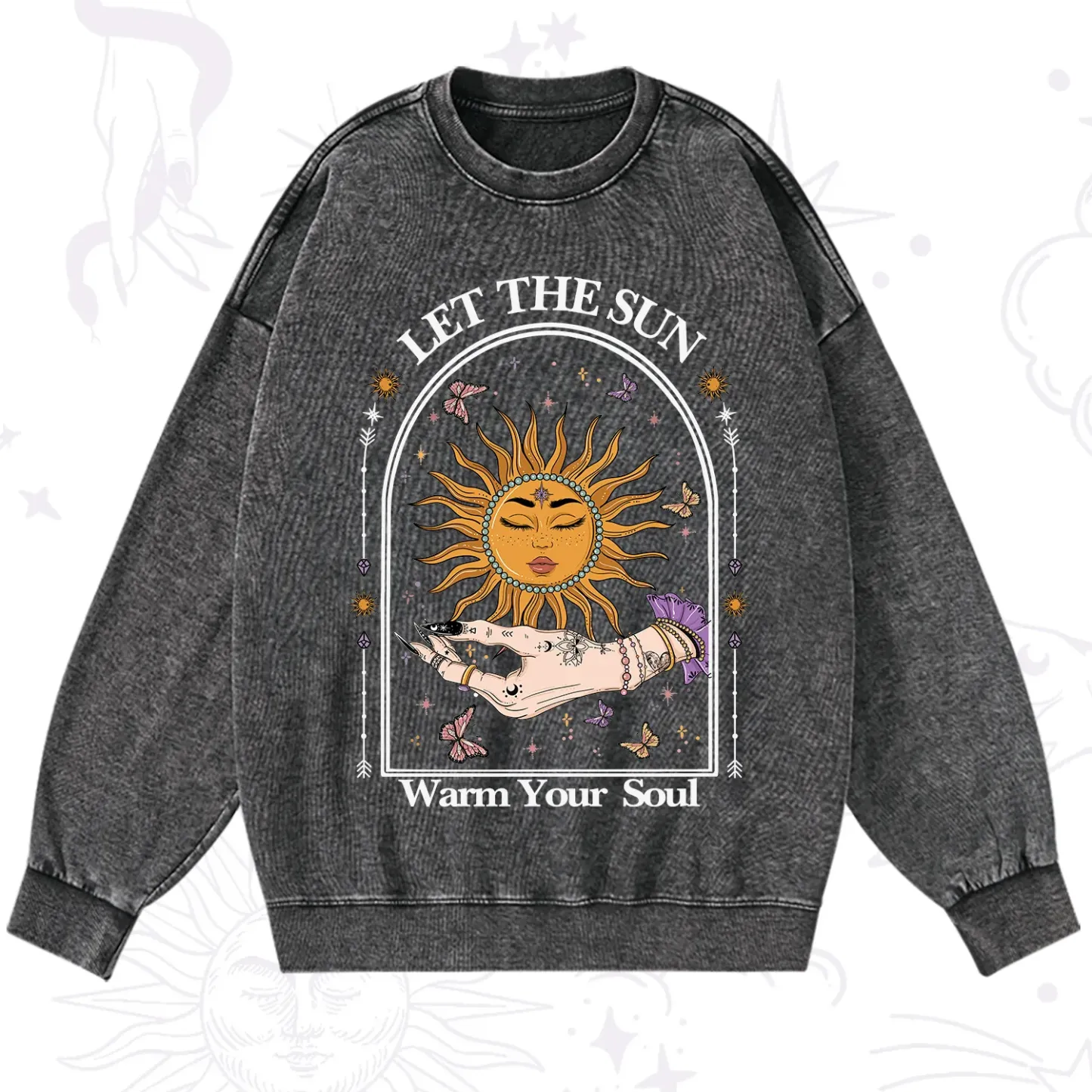 Purplehecate Let The Sun Warm Your Soul Washed Sweatshirt
